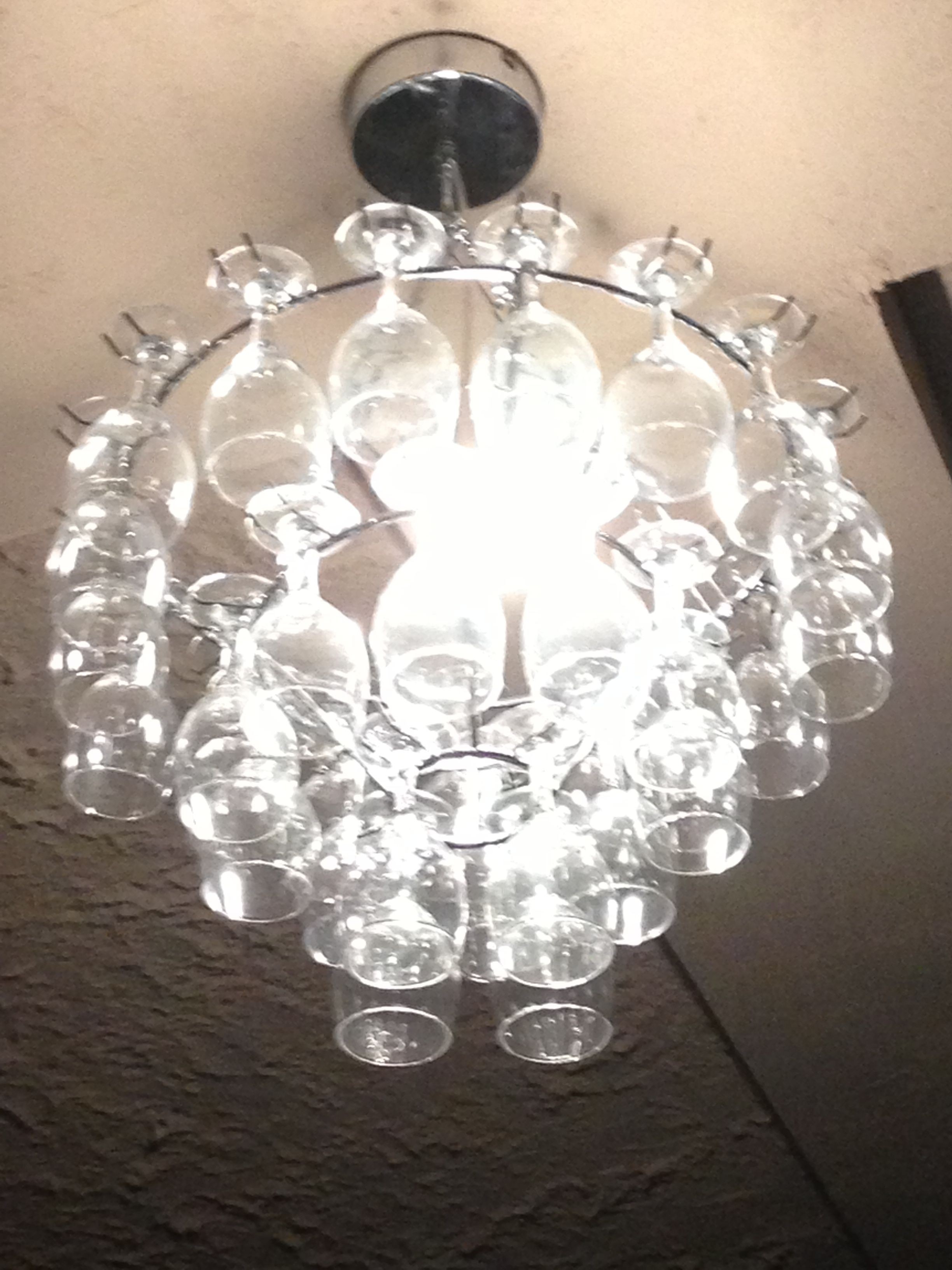 Wine glass chandelier ive found in my local restaurant