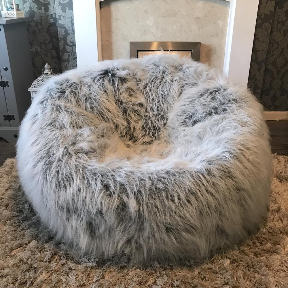 Xxl adults childrens faux fur bean bag with beans 1