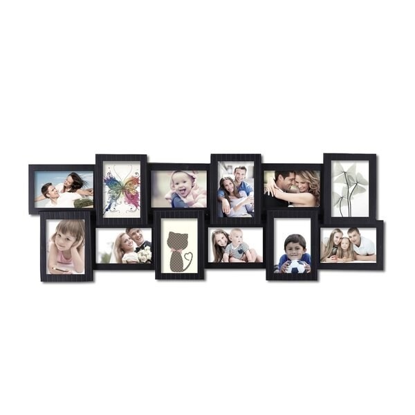 12 opening 4x6 black plastic wall hanging collage picture
