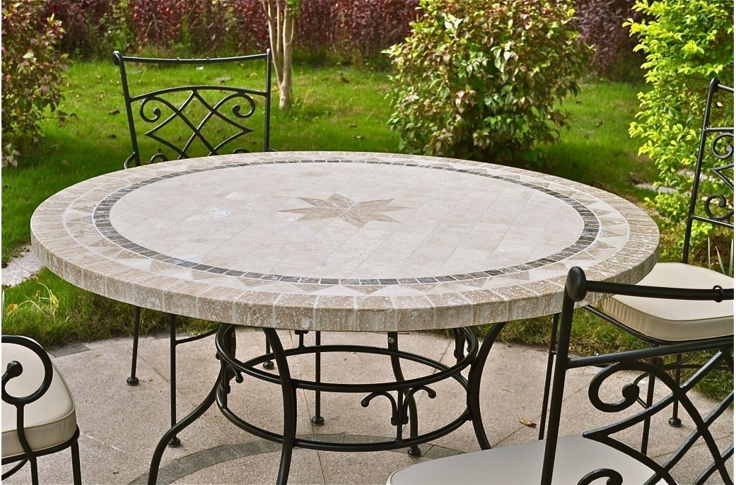 125 160cm outdoor garden round mosaic stone marble dining 2