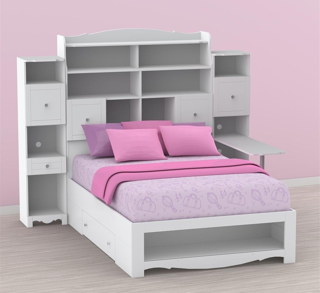 2020 popular full size storage bed with bookcases headboard 1