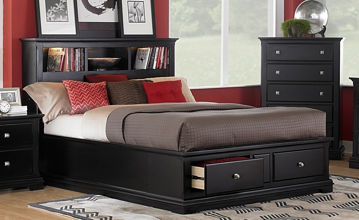 2020 popular full size storage bed with bookcases headboard 8