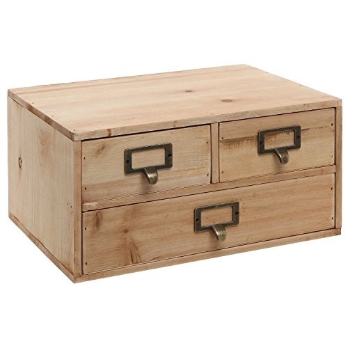 3 drawers small rustic natural wood storage cabinet