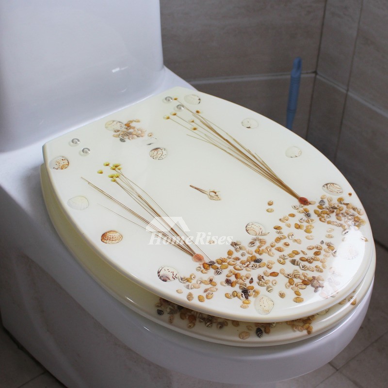 3d beach seashell decorative toilet seat resin elongated 2