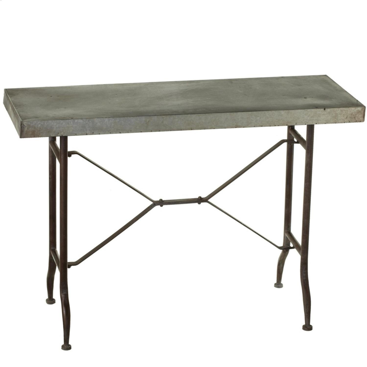 44 metal rectangular galvanized console table with iron