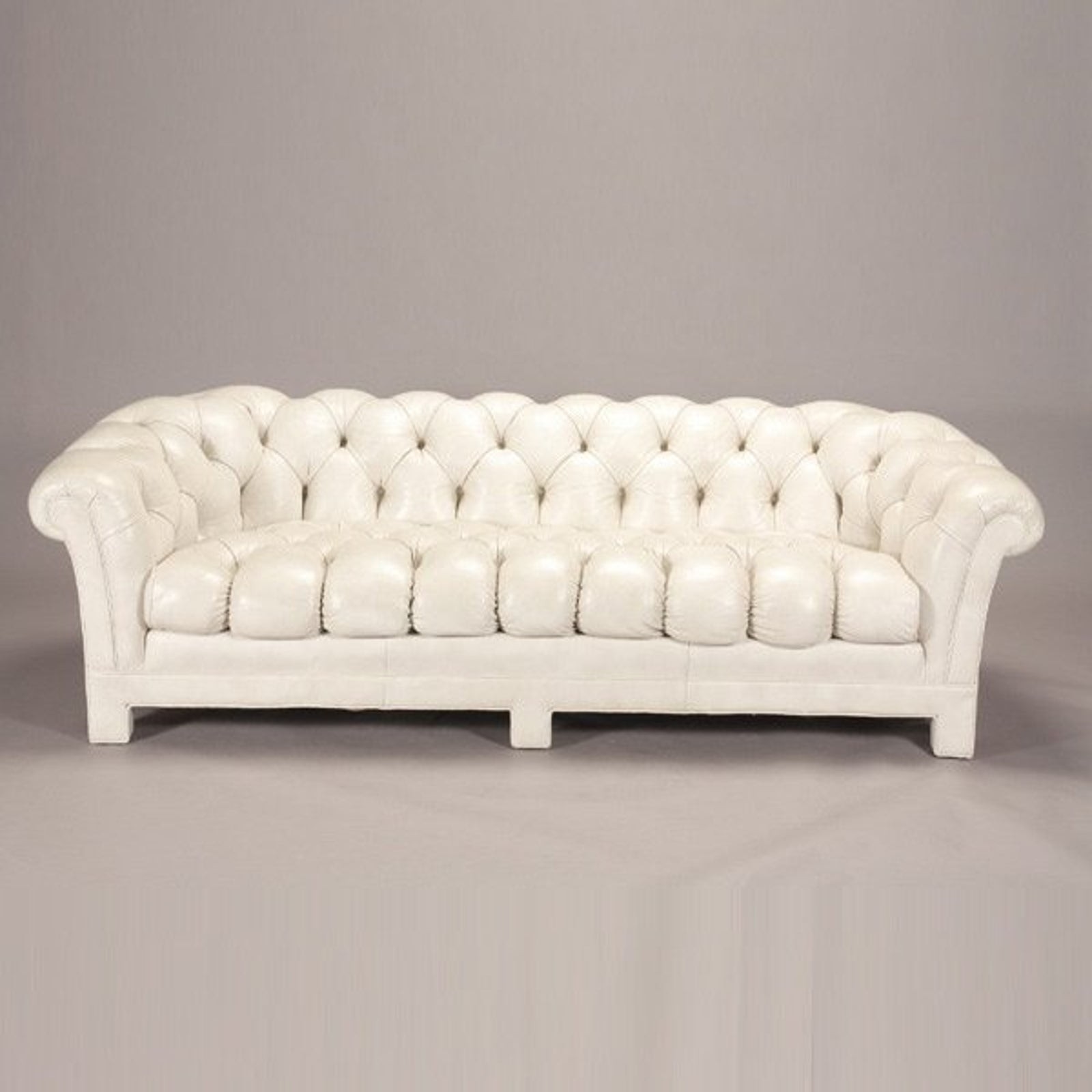 765 contemporary white tufted leather sofa