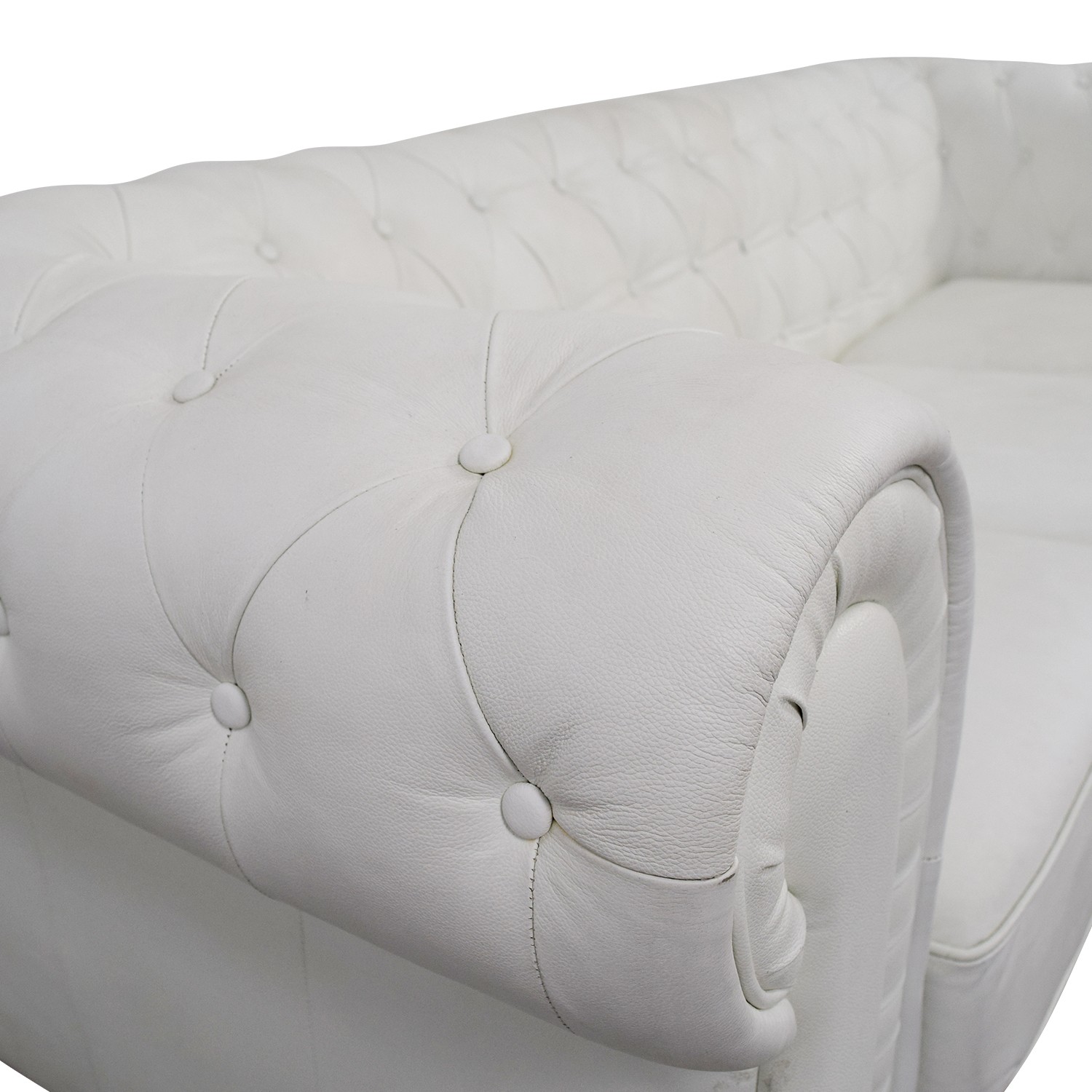 90 off chesterfield white tufted leather sofa sofas 3
