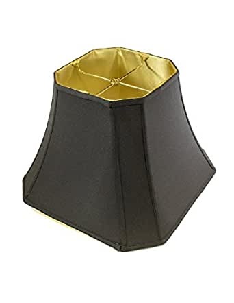 9x16x12 square cut corner lamp shade black fabric gold