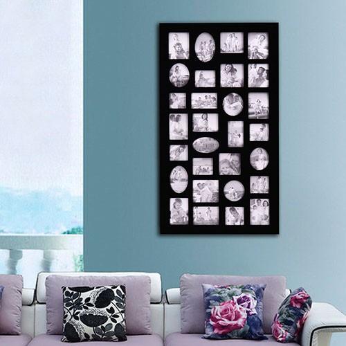 Adeco decorative black wood wall hanging collage picture 1