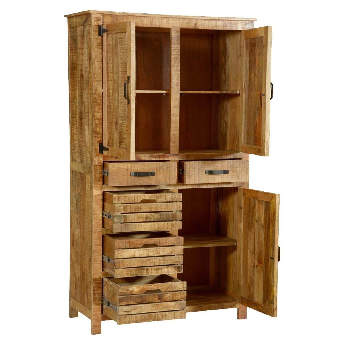 Avon pioneer rustic solid wood tall storage cabinet with 5