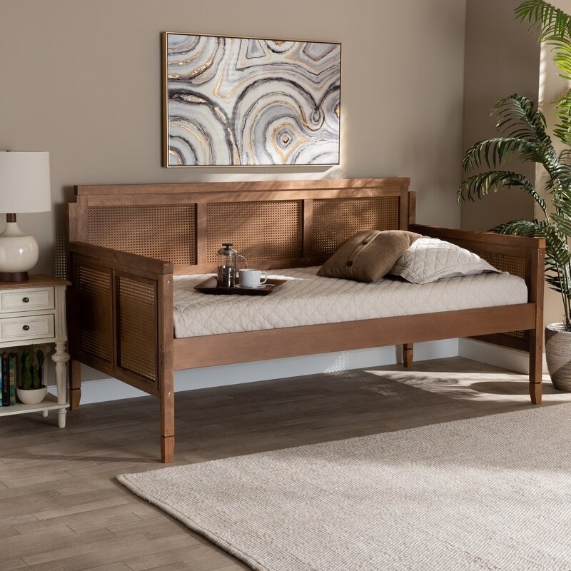 Bay isle home drennen wood and synthetic rattan twin