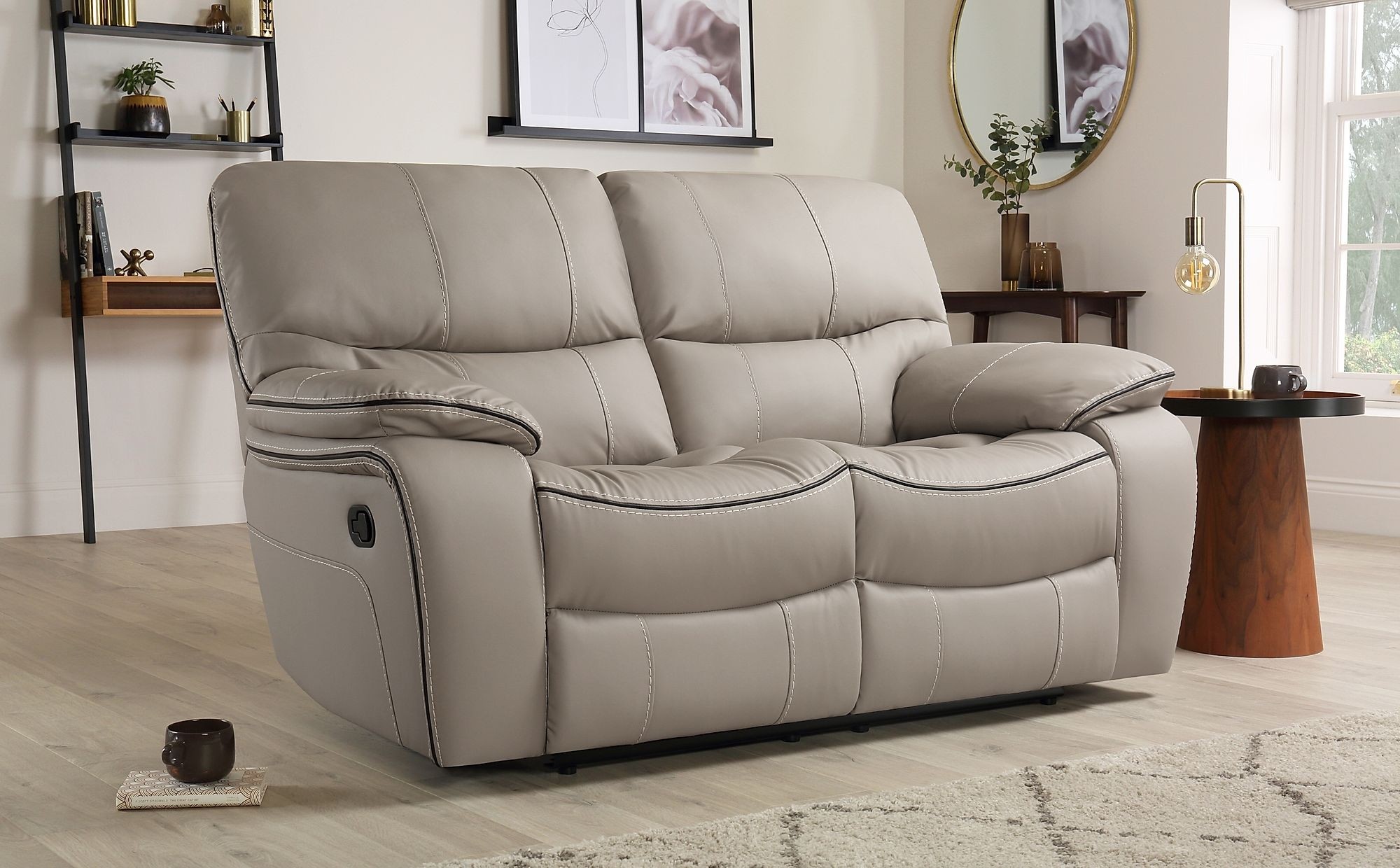 Beaumont taupe leather 2 seater recliner sofa furniture