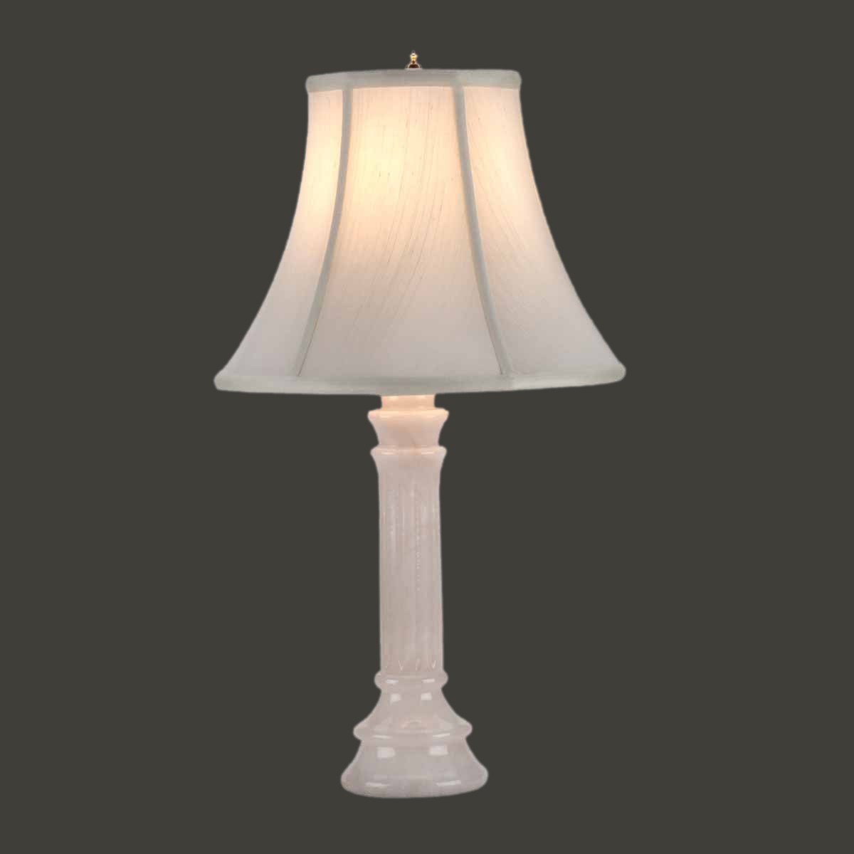 Beige shade white alabaster table lamp of 22 inch height