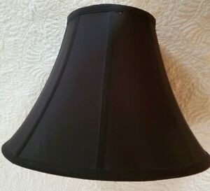 Bell shape black lamp shade shantung fabric gold satin