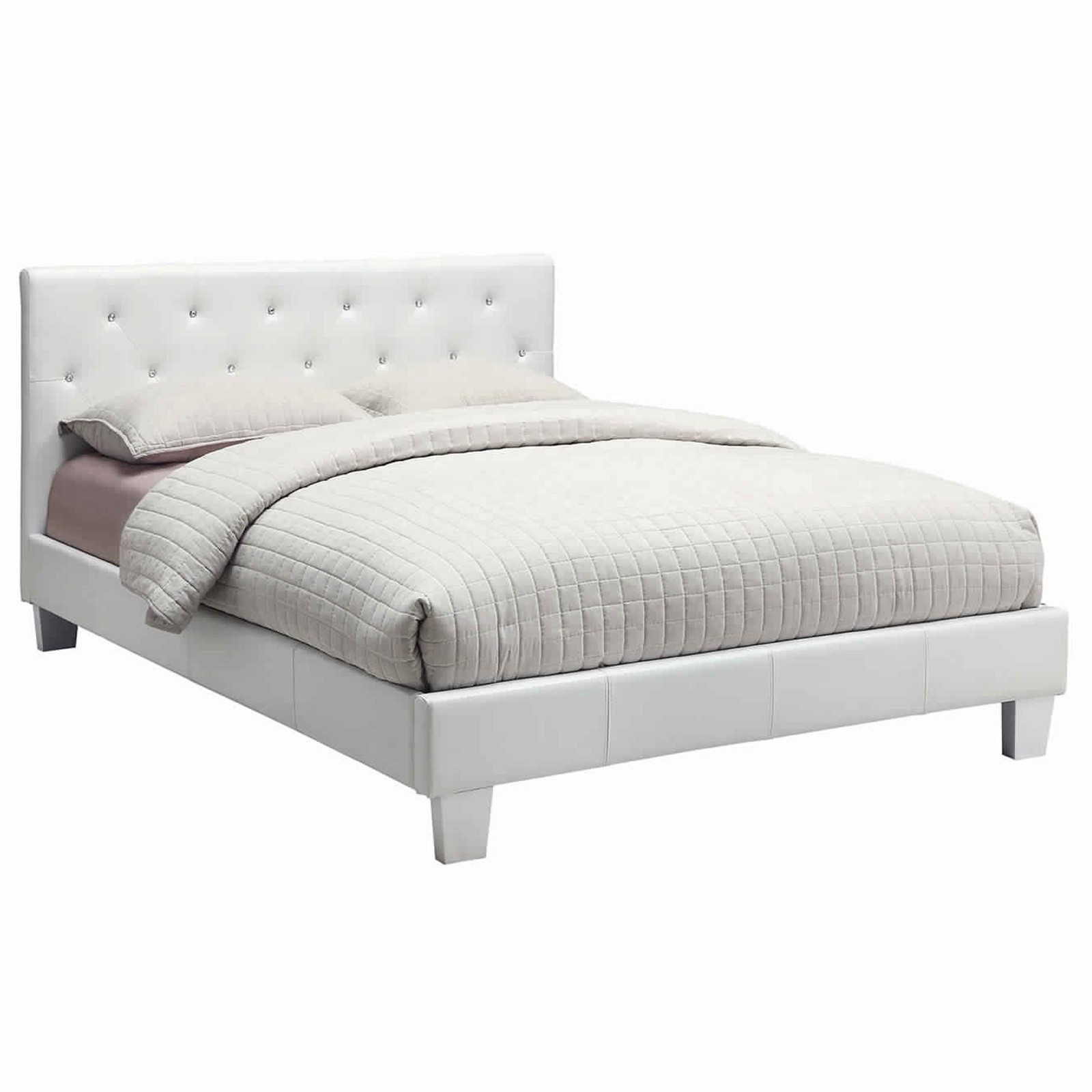 Benzara low profile queen size bed with button tufted