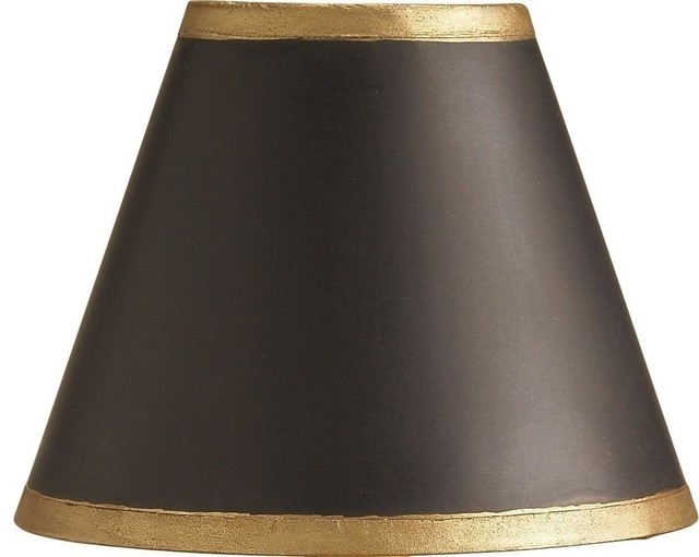Black and gold trim paper shade transitional lamp
