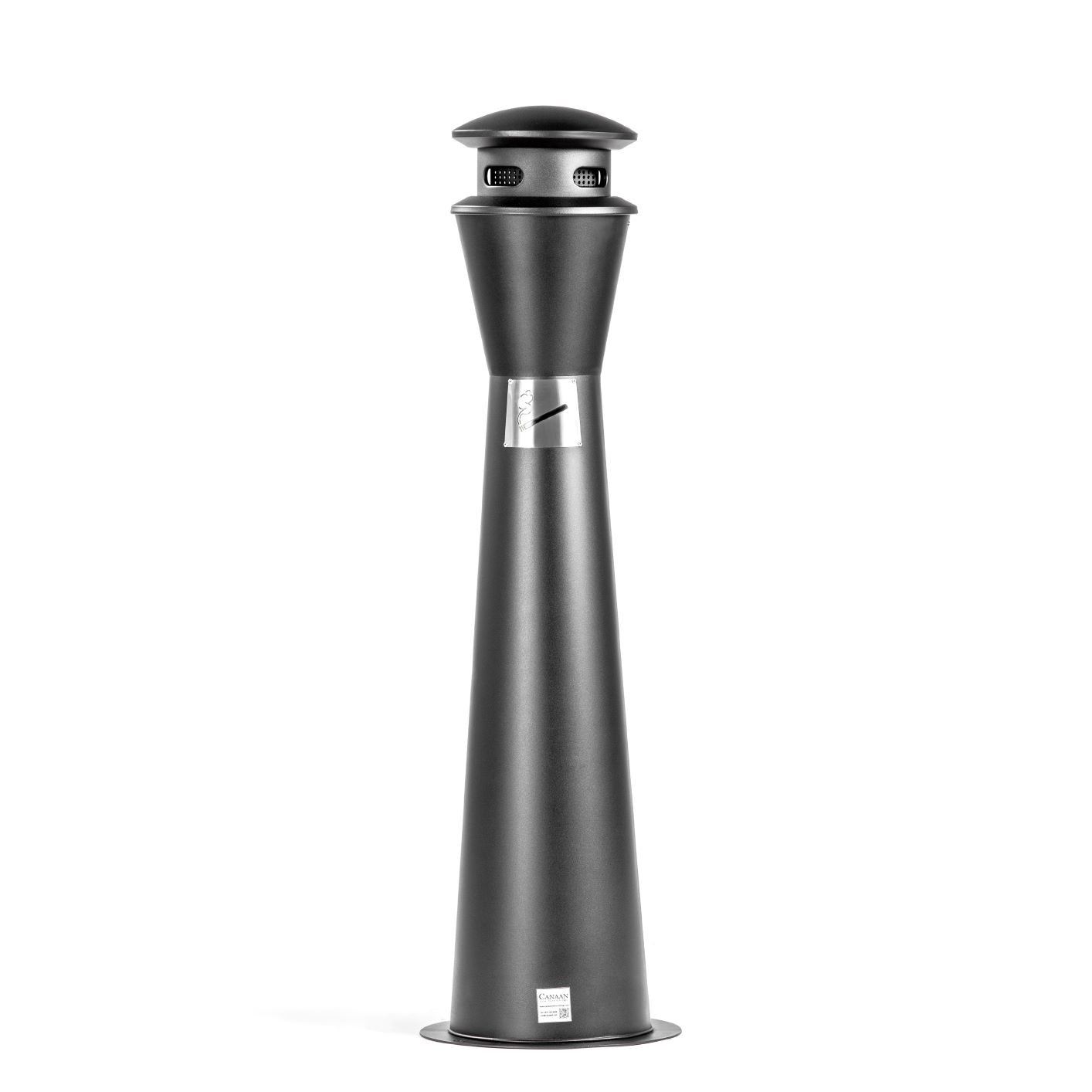 Black free standing outdoor ashtray tower with cap cam 388