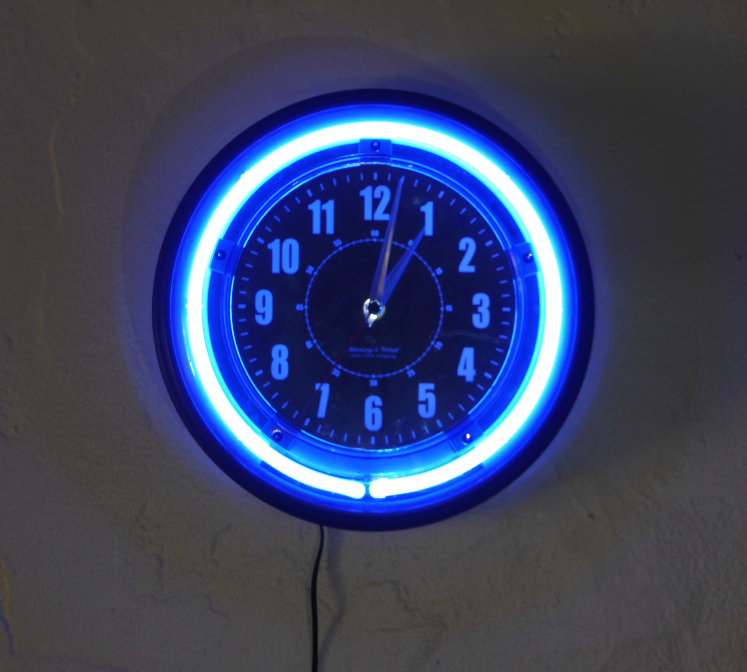 Blue neon wall clock current 1