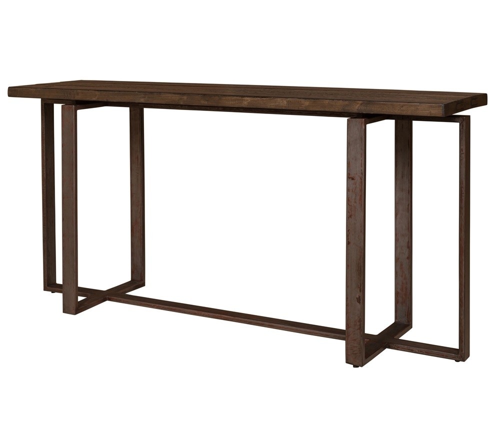 Brant console table with wrought iron base zin home