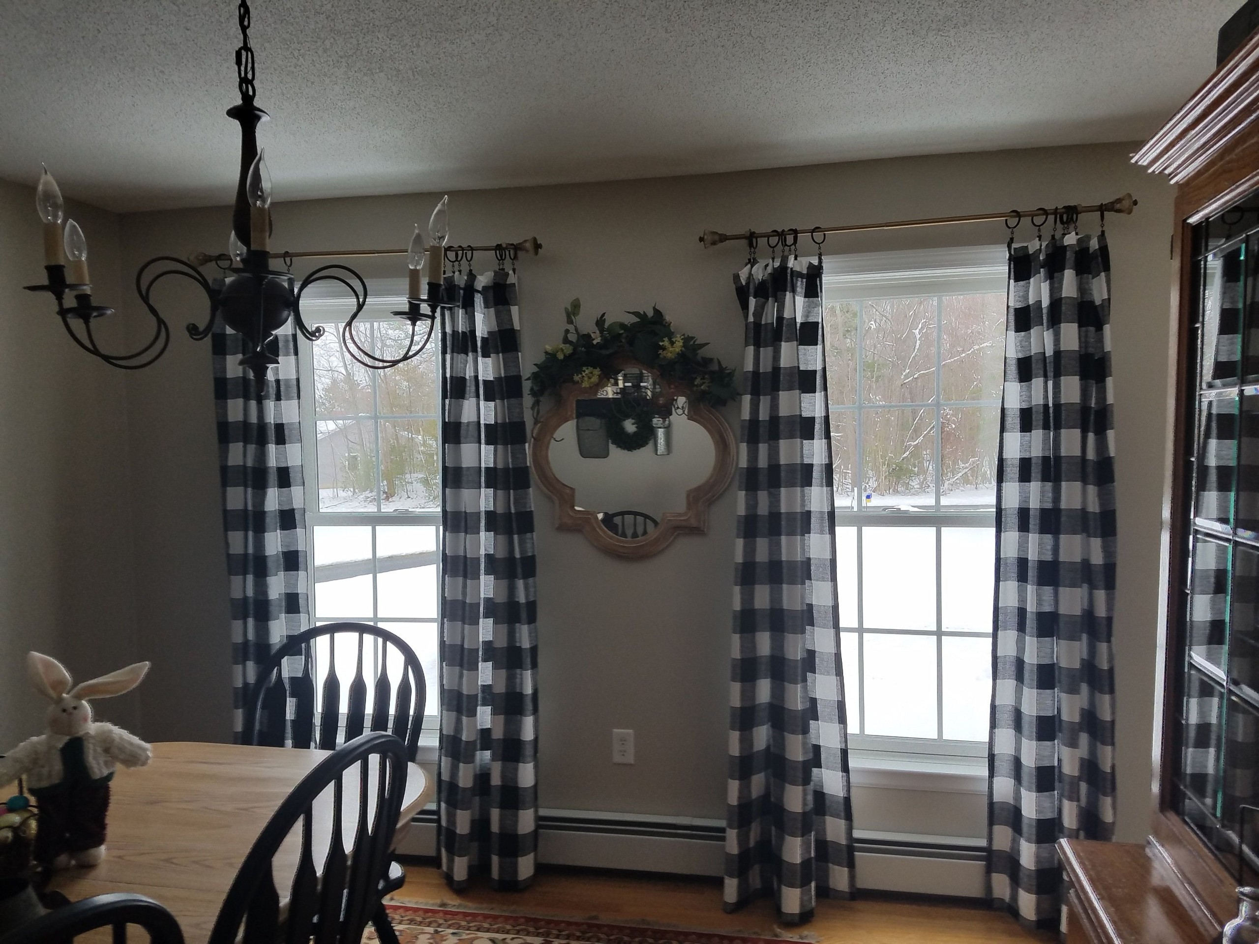 Buffalo plaid curtains two panels included black and