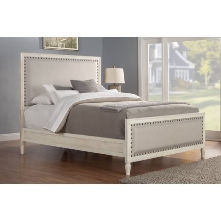 Cambridge solid wood king bed with upholstered trim in