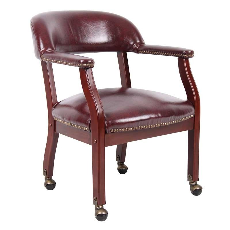 Captains guest arm chair with casters burgundy
