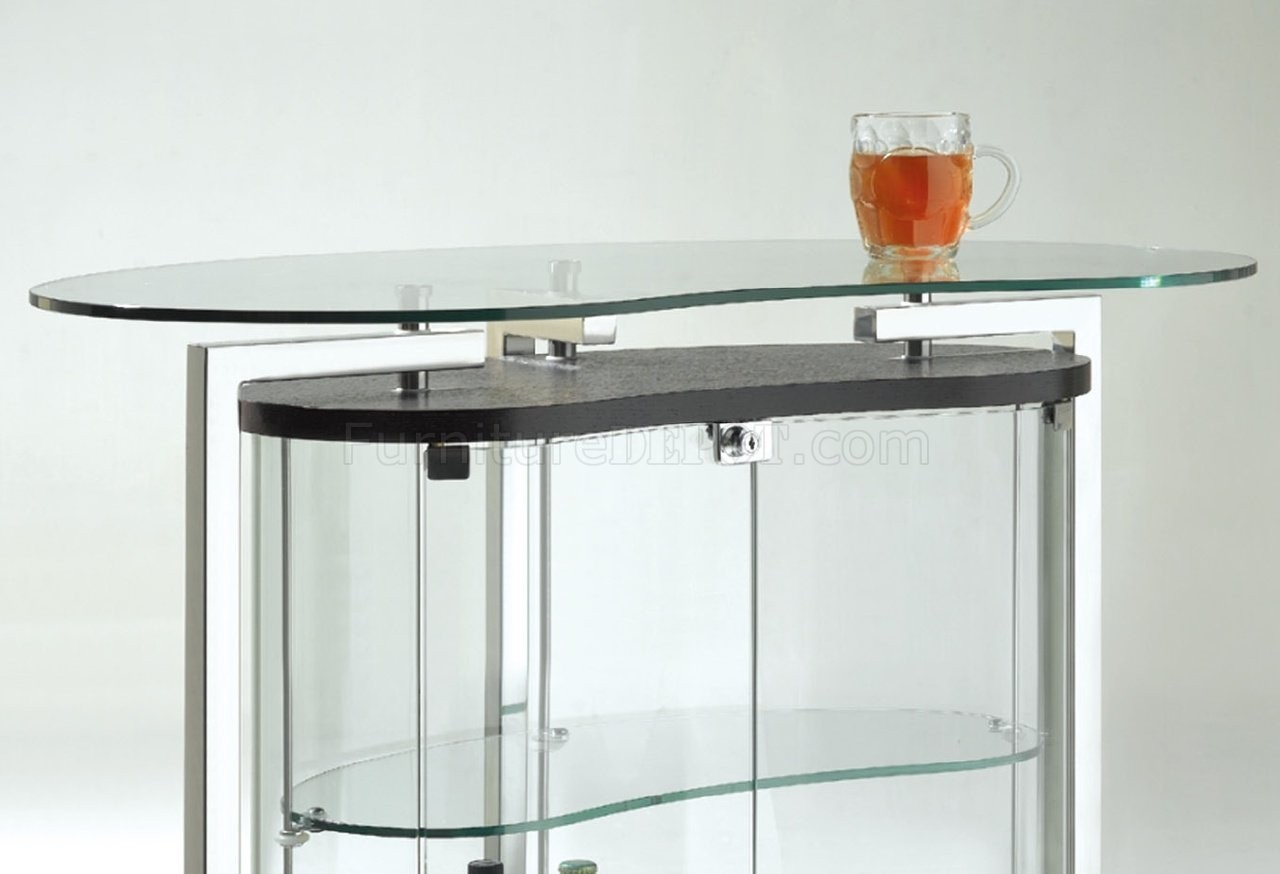 Clear glass contemporary bar table w cromed metal frame