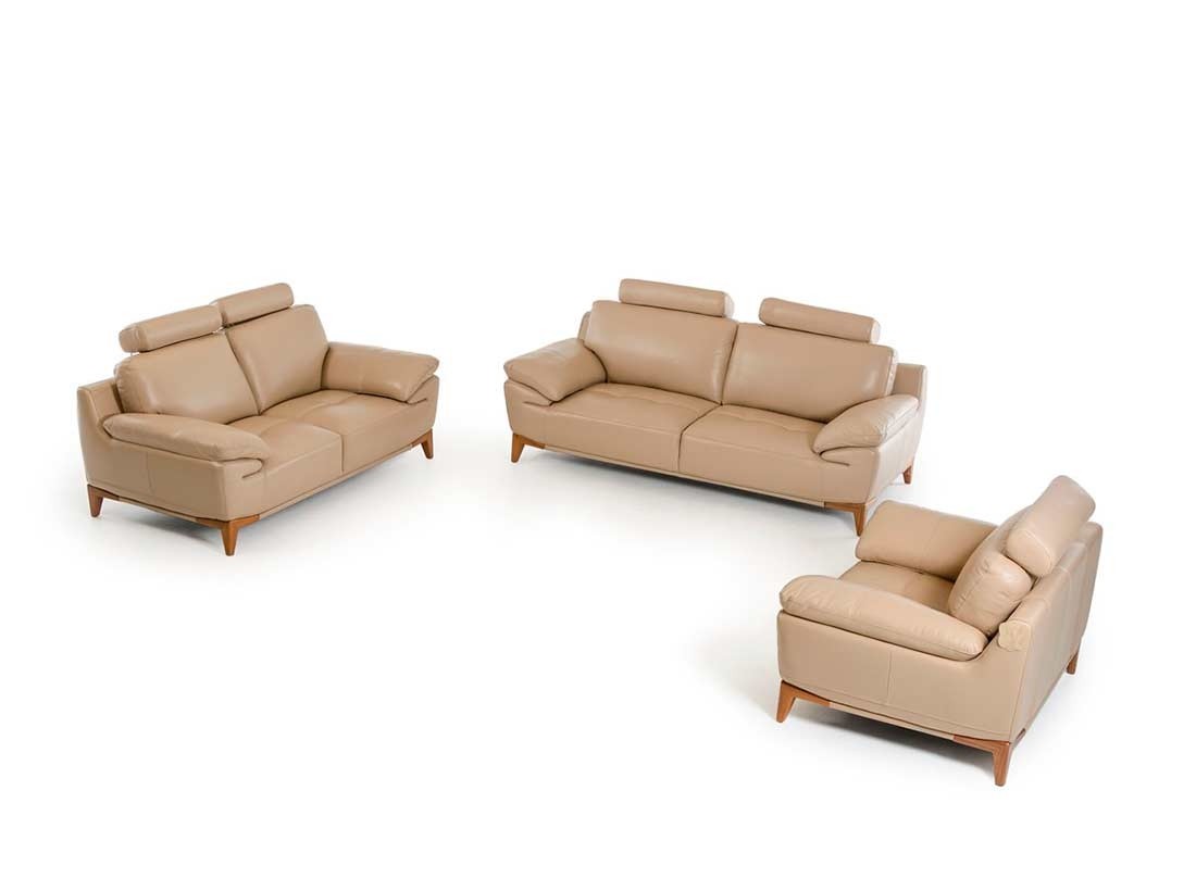 Contemporary taupe leather sofa set vg410 leather sofas