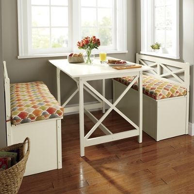 Cottage dining table storage bench and indoor outdoor