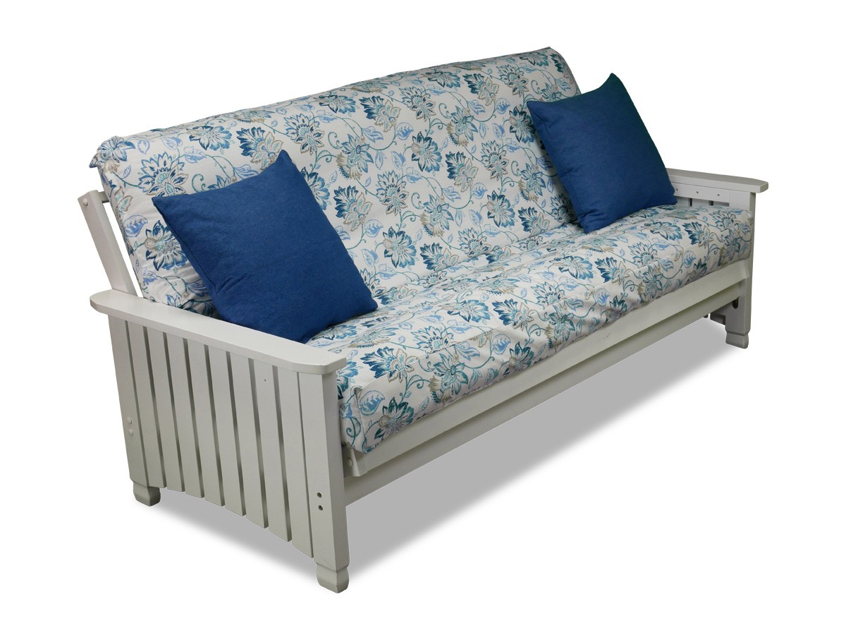 Cottage full wood futon with mattress solid cover