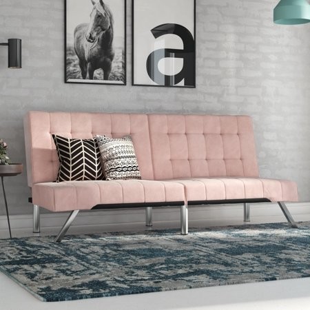 Dhp emily futon pink velvet