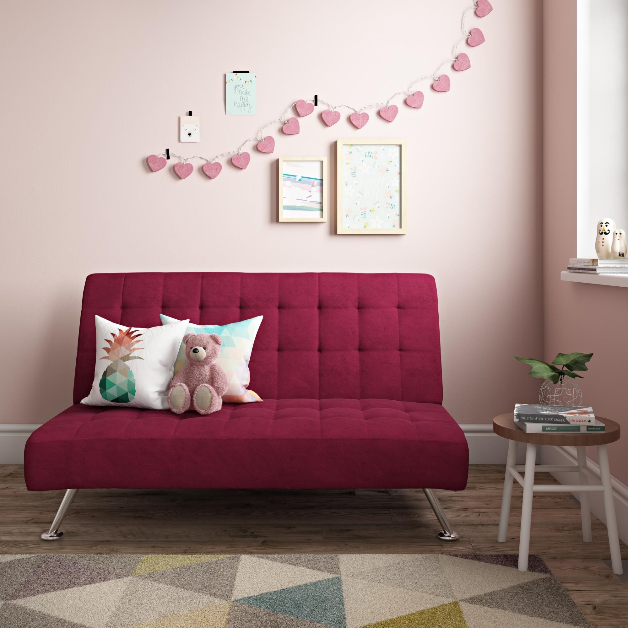 Dhp milo kids sofa futon multiple colors pink