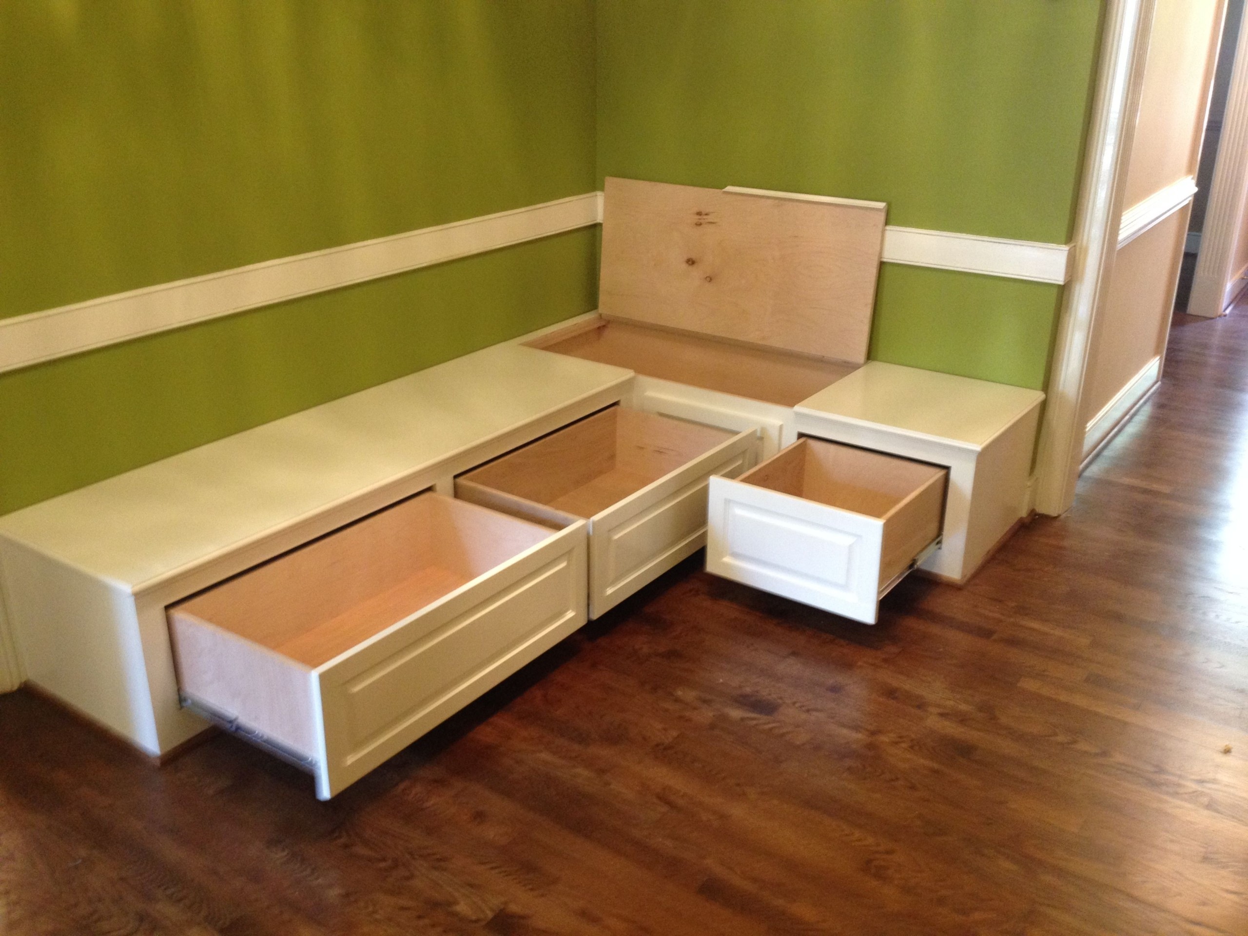 Dining room bench seating with hidden storage wood