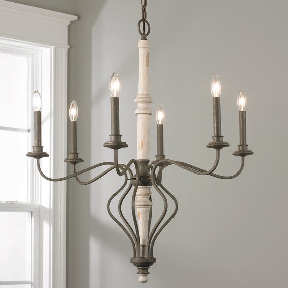 French country curve chandelier small shades of light