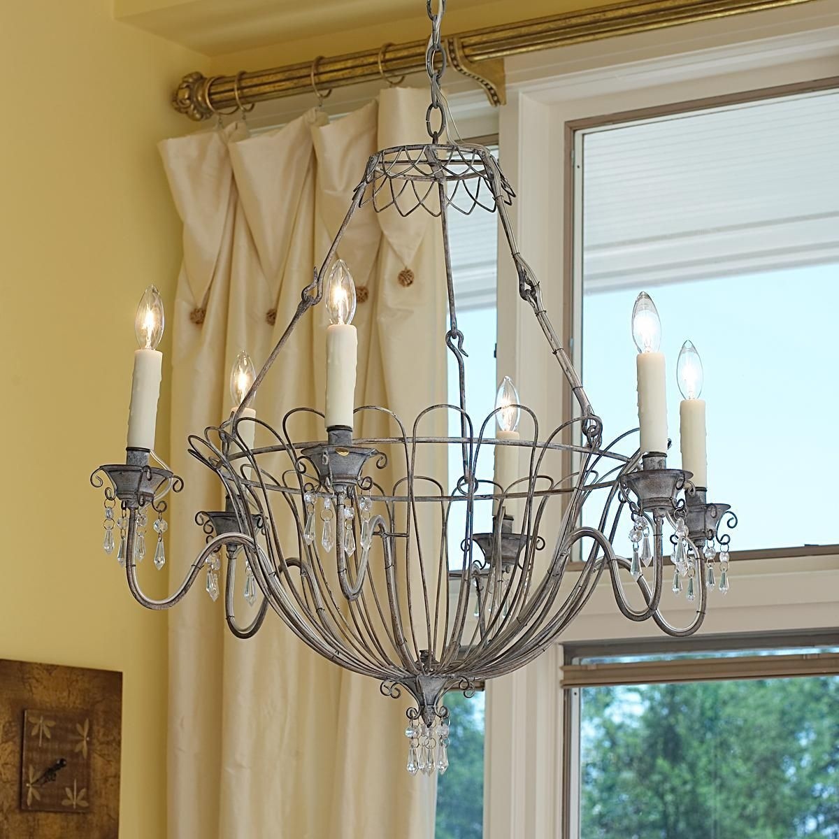 French wire basket chandelier shades of light wire
