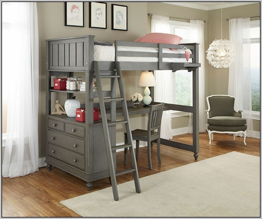 Full loft bed with desk costco beds home design ideas