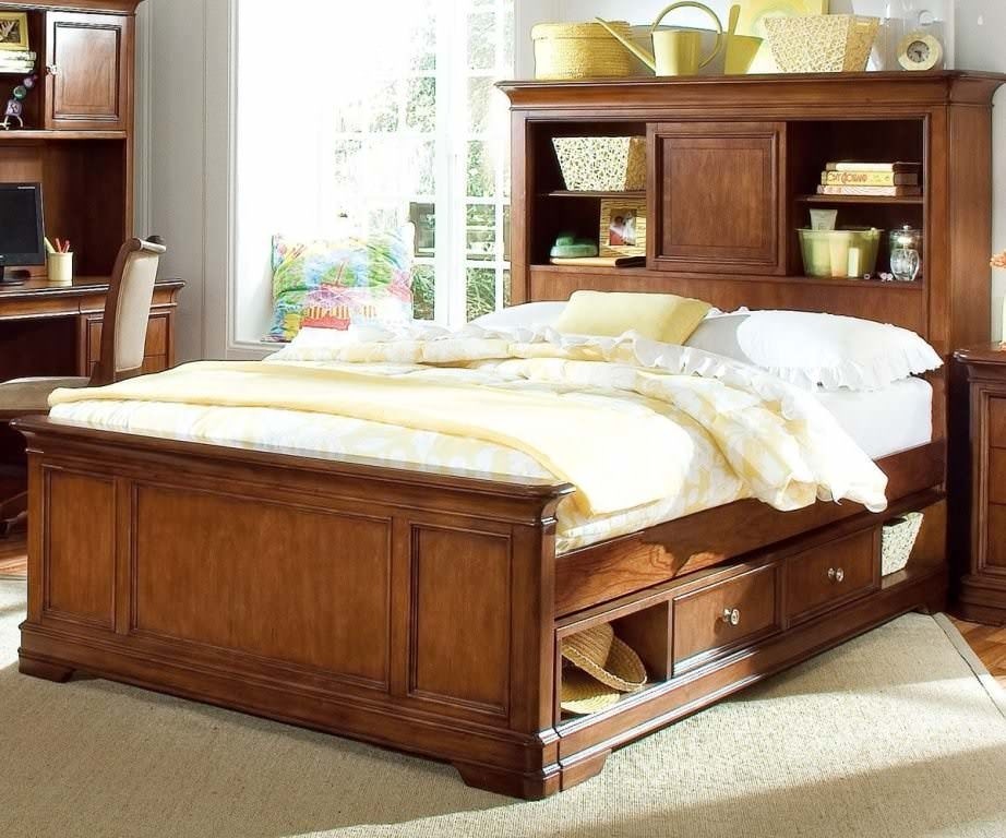 Full size storage bed with bookcase headboard ideas roni