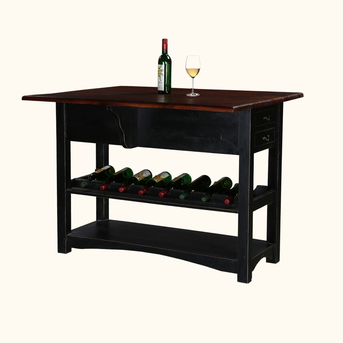 Galvan modern mango wood wine rack console table with 2