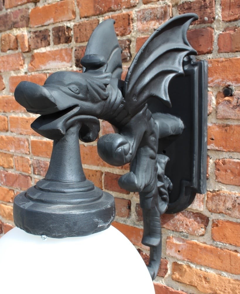 Gargoyle dragon wing outdoor sconce wall light fixture