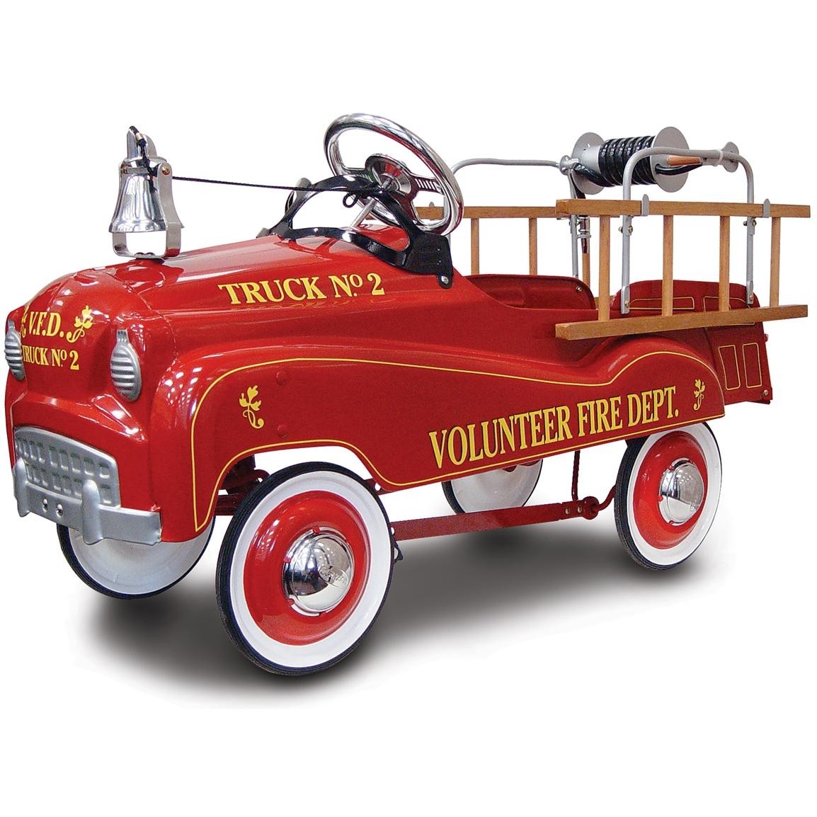 Gearbox volunteer fire truck riding pedal car 124580