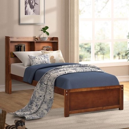 Harper bright designs pine wood bookcase platform bed