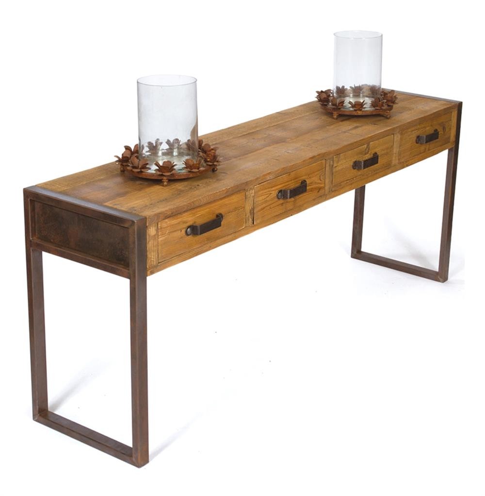 Hawthorne rustic reclaimed wood iron console table kathy