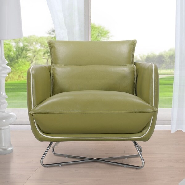 Hosta lime green top grain leather accent chair free