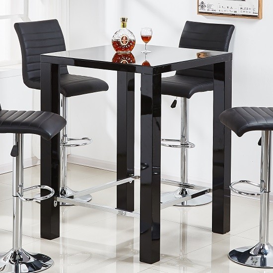 Jam modern glass bar table square in black high gloss