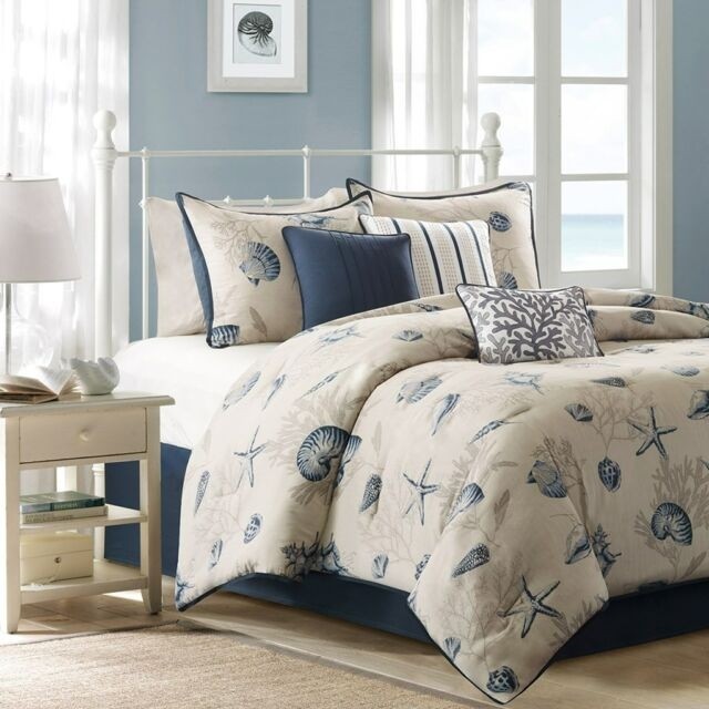 King size bedding beach theme comforter ocean seashell