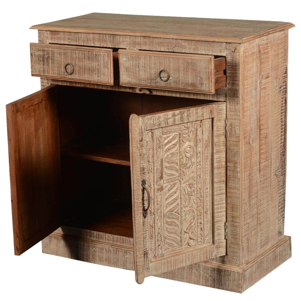 Lanark rustic reclaimed wood 2 door 2 drawer storage cabinet