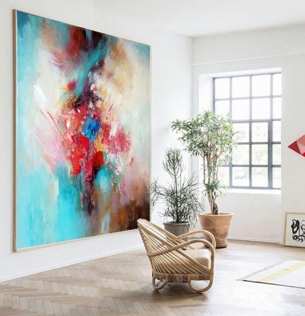 Large colorful abstract painting on canvas wall art sale cheap