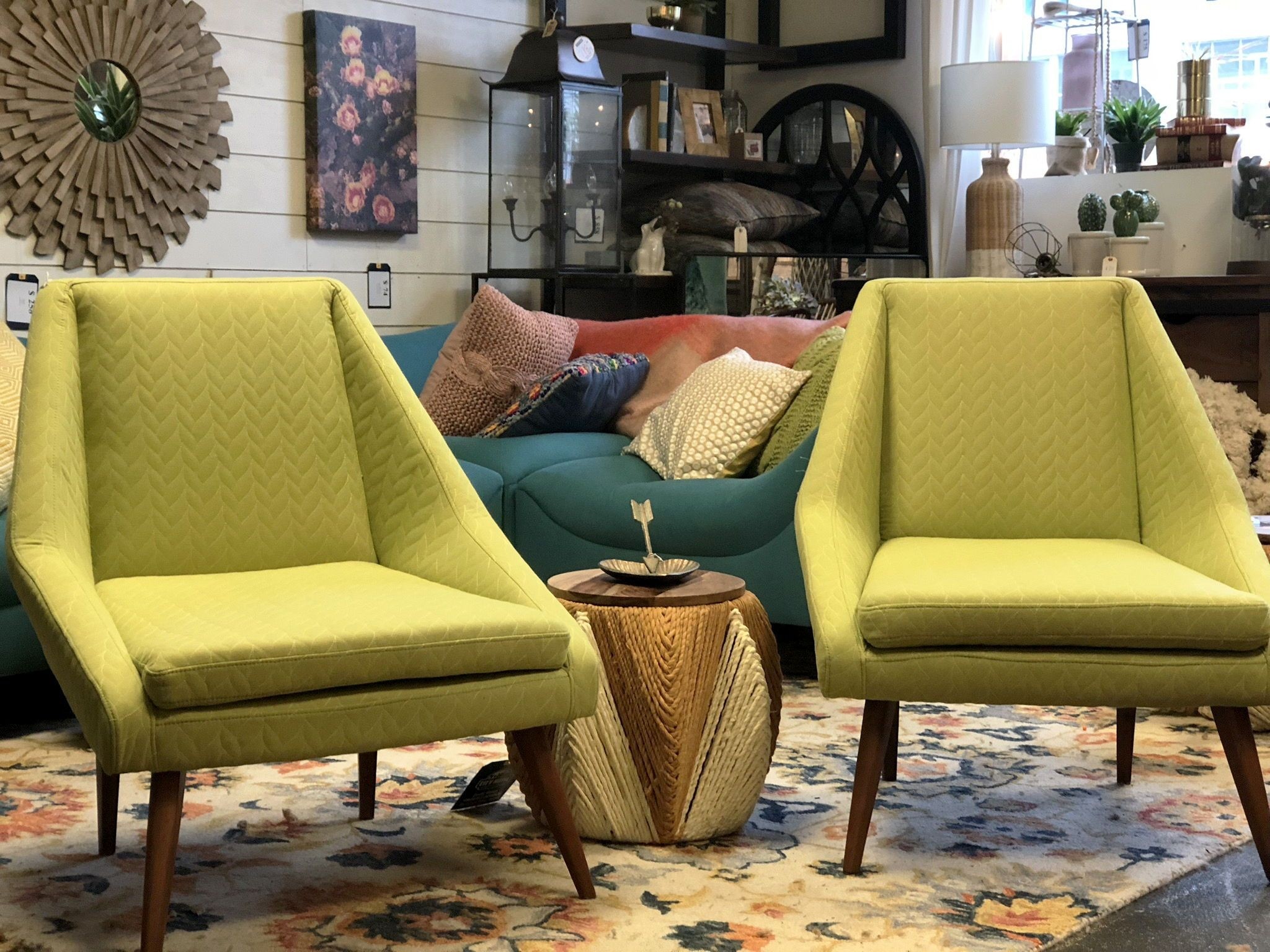 Lime green upholstered chairs at city home home decor