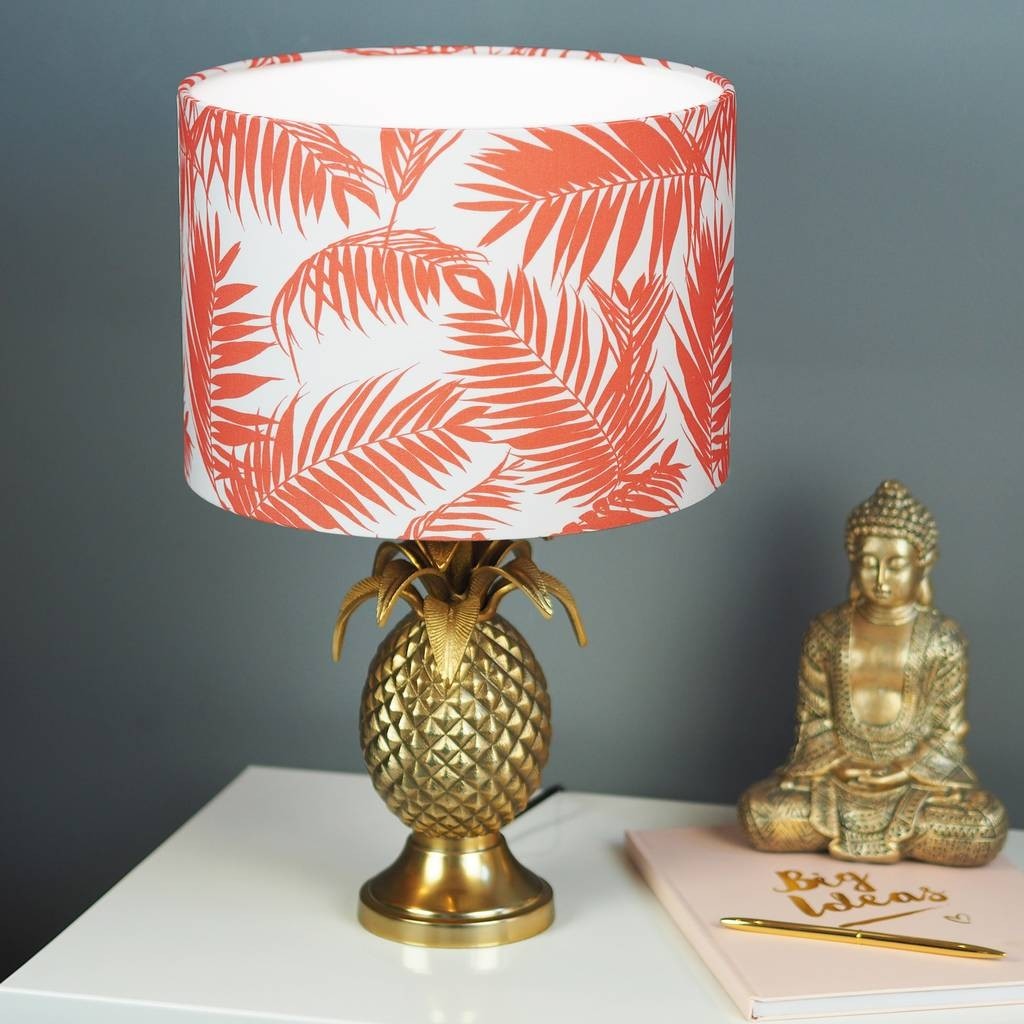 Living coral tropical plant drum lamp shade by quirk
