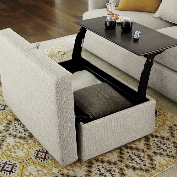 Lounge ii storage ottoman with tray buses fireplaces